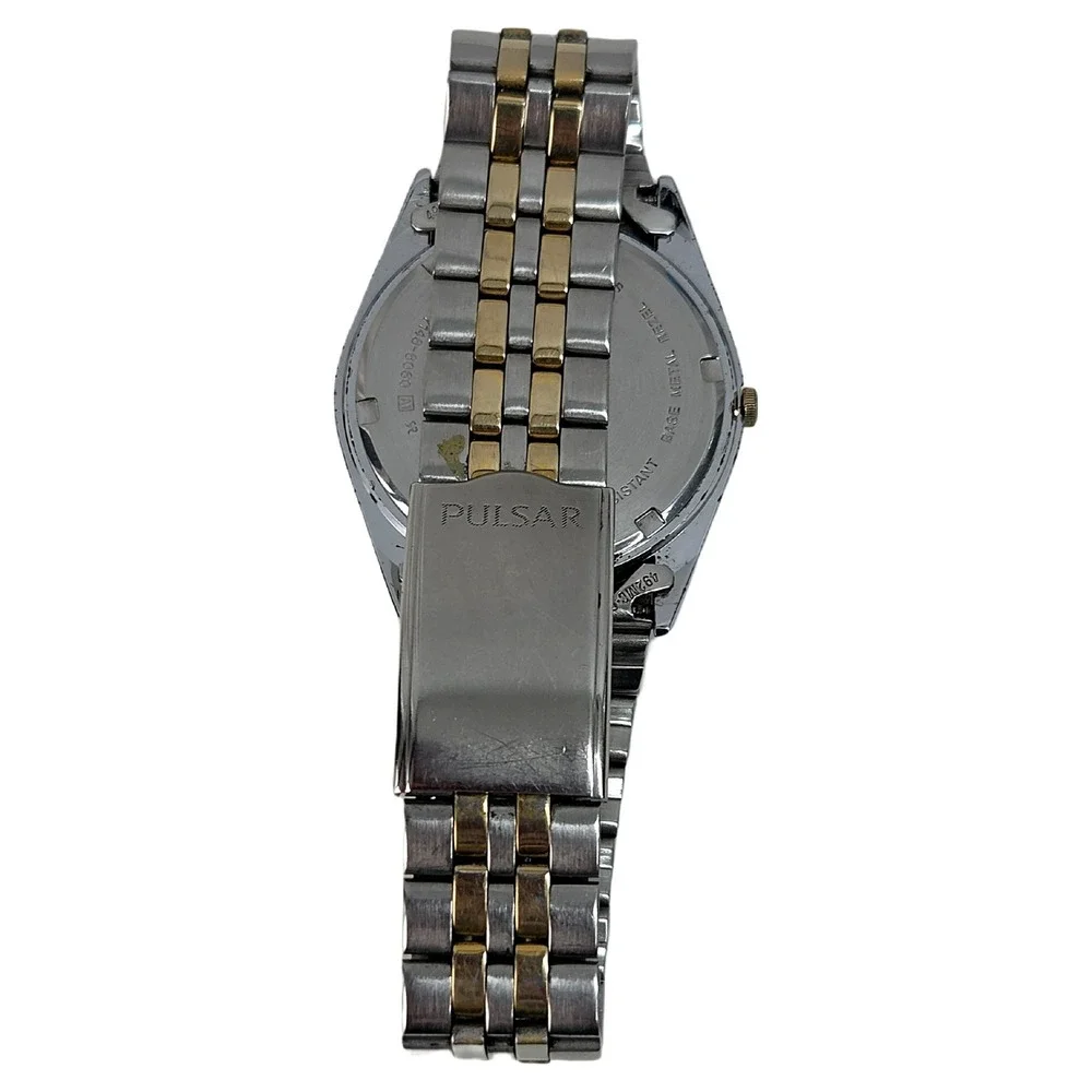 Pulsar Y148-8060 Two-Tone Quartz Watch Mens Gold Silver Casual Minimalist 35mm